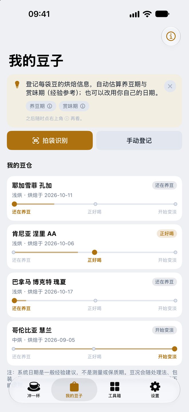 豆仓里每袋豆的赏味进度